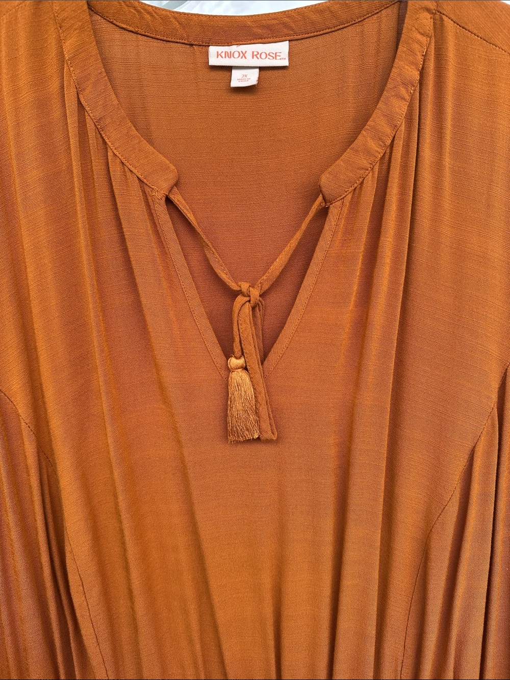 NWOT Knox Rose Tassel-Neck Maxi Dress in Rust/Copper (2X) - Picture 5 of 11